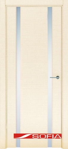 Межкомнатная шпонированная дверь SOFIA Белый клен (17) 17.02 600 со стеклом