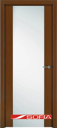 Межкомнатная шпонированная дверь SOFIA Темный дуб (24) 24.01 600 со стеклом