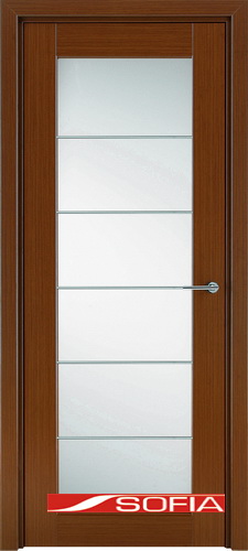 Межкомнатная шпонированная дверь SOFIA Темный дуб (24) 24.05 600 со стеклом