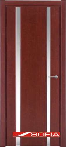 Межкомнатная шпонированная дверь SOFIA Махагон (25) 25.02 800 со стеклом