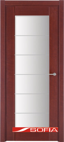 Межкомнатная шпонированная дверь SOFIA Махагон (25) 25.05 700 со стеклом