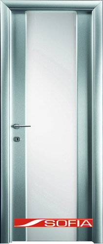Межкомнатная шпонированная дверь SOFIA Металлик (41) 41.01 600 со стеклом