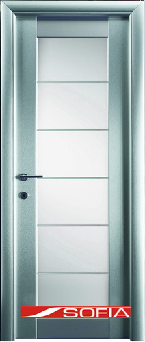 Межкомнатная шпонированная дверь SOFIA Металлик (41) 41.05 800 со стеклом