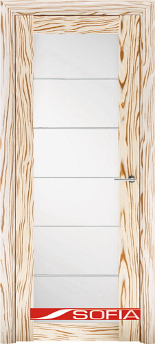 Межкомнатная шпонированная дверь SOFIA Золотистый макассар (70) 70.05 600 со стеклом