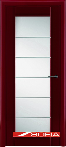 Межкомнатная шпонированная дверь SOFIA Красный лак (77) 77.05 900 со стеклом