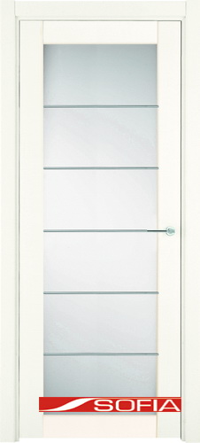 Межкомнатная шпонированная дверь SOFIA Беленый лак (78) 78.05 600 со стеклом