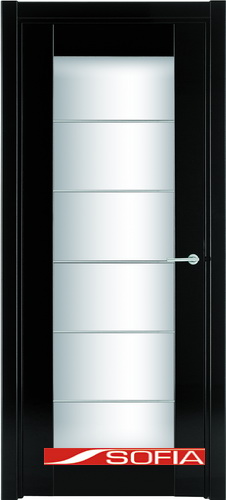 Межкомнатная шпонированная дверь SOFIA Черный лак (79) 79.05 900 со стеклом